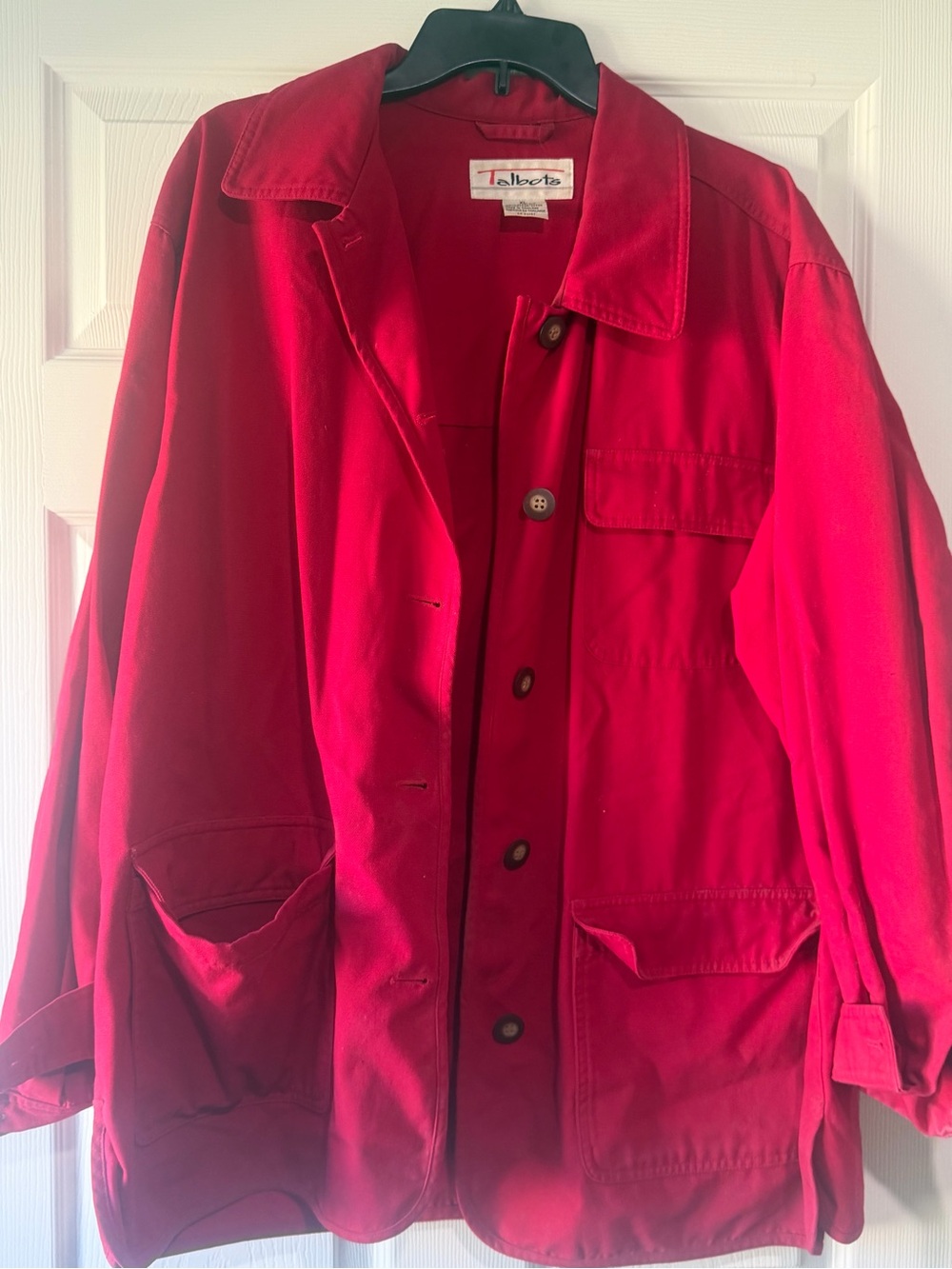 Talbots Red utility jacket with Patch Pockets vintage 100% Cotton